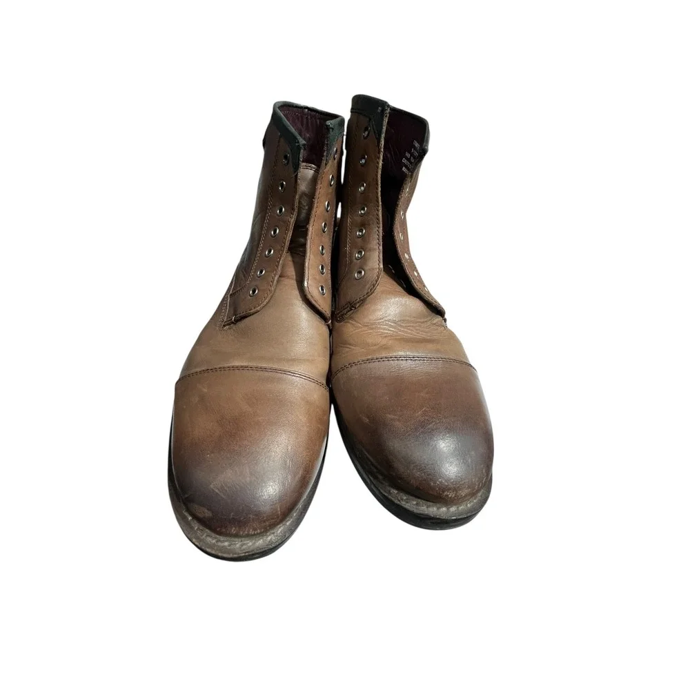 Ted Baker Comptan Brown Leather Cap Toe Lace Up Ankle Boots Mens‎ UK 9 US 10